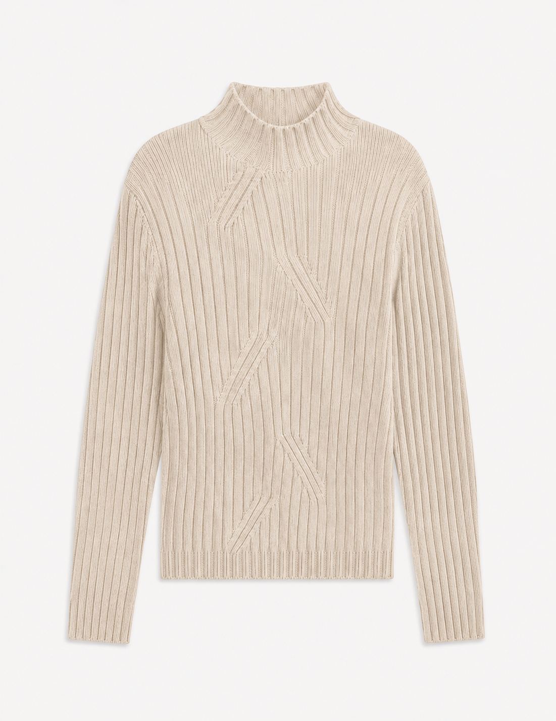 RIB DESIGN KNIT MOCK NECK TOP