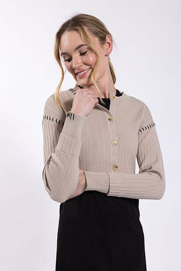 STITCH RIBBED CARDIGAN