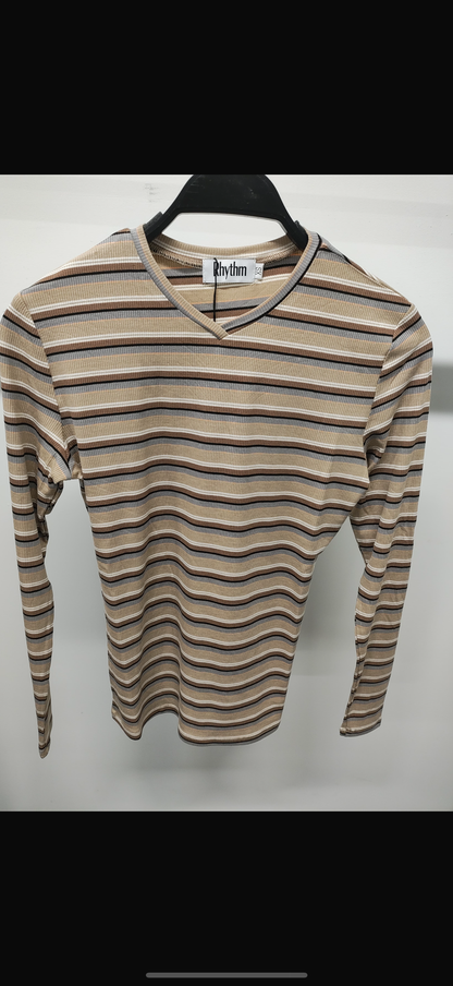 RHYTHM V-NECK STRIPED TEE