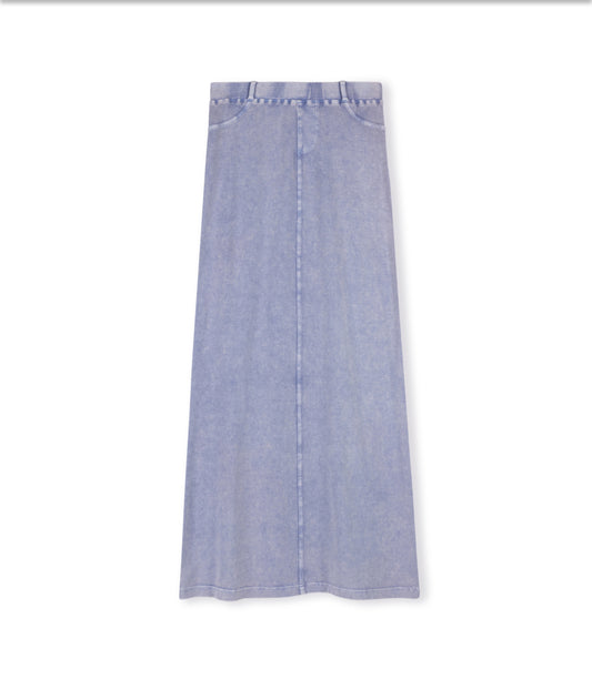 DENIM WASHED STRAIGHT SKIRT