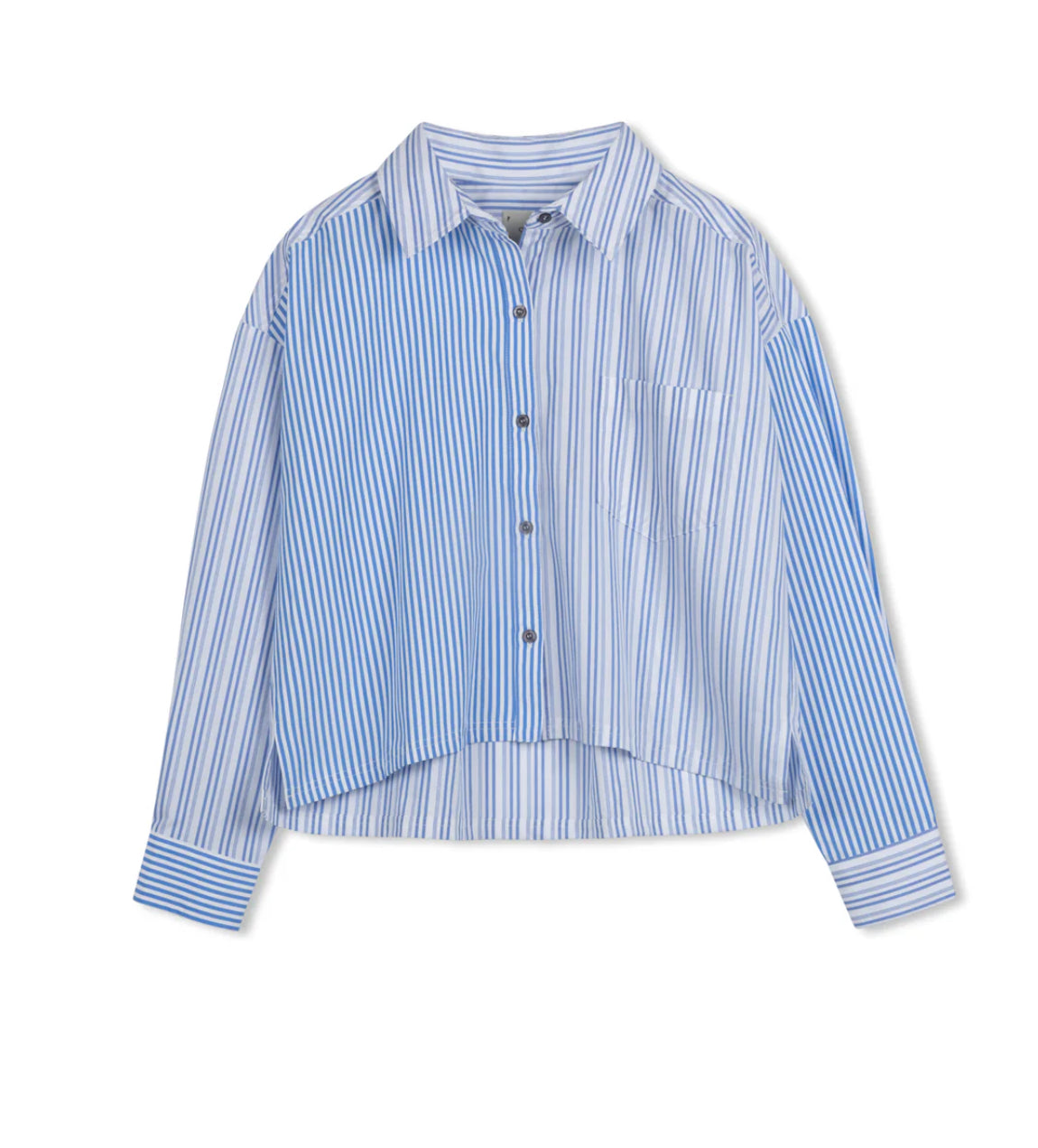 POINT CROPPED STRIPE BUTTON UP