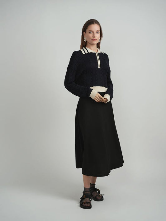 HENLEY CABLE SWEATER
