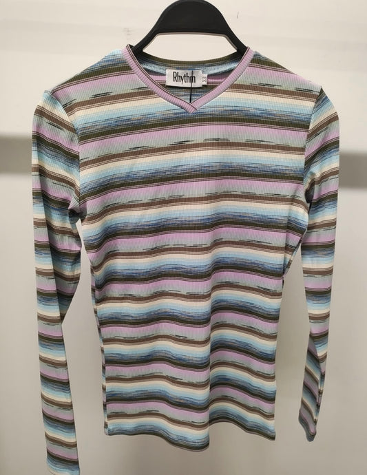 RHYTHM V-NECK STRIPED TEE