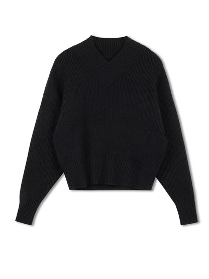 POINT CHUNKY KNIT V-NECK SWEATER