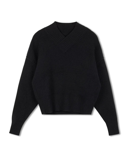 POINT CHUNKY KNIT V-NECK SWEATER