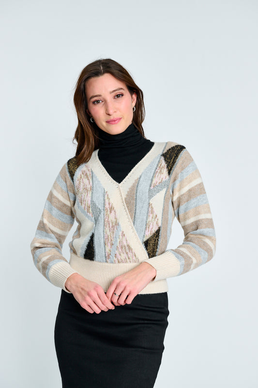V-NECK TOP WITH LUREX KNIT