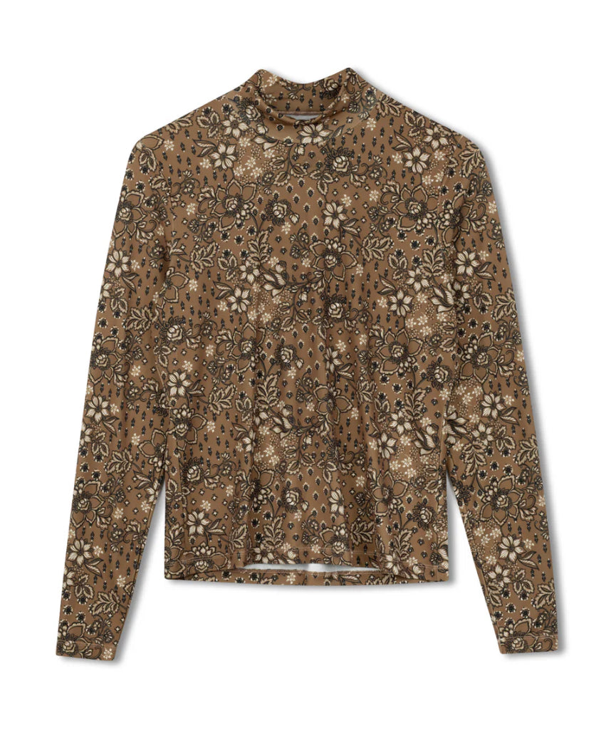 POINT PRINTED MOCK NECK TOP