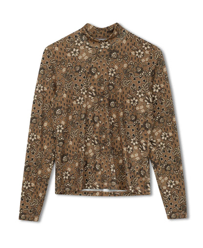 POINT PRINTED MOCK NECK TOP
