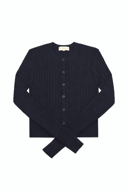 CINNAMON RIBBED CROPPED CARDI