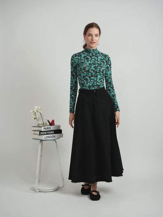 TWILL A-LINE SKIRT