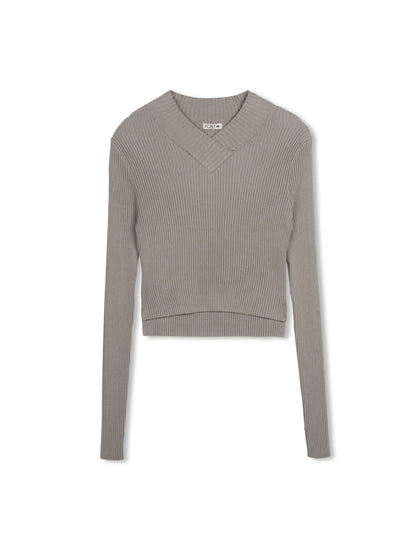 POINT V-NECK CROPPED SWEATER
