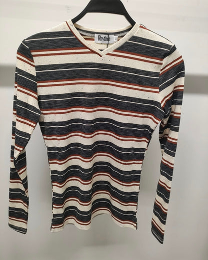 RHYTHM V-NECK STRIPED TEE