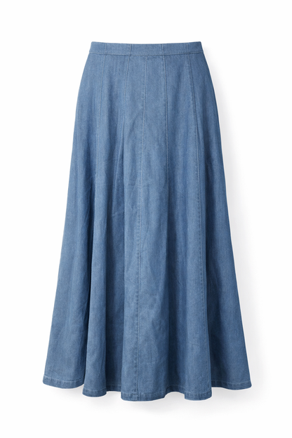 MIDI DENIM PLEATED SKIRT