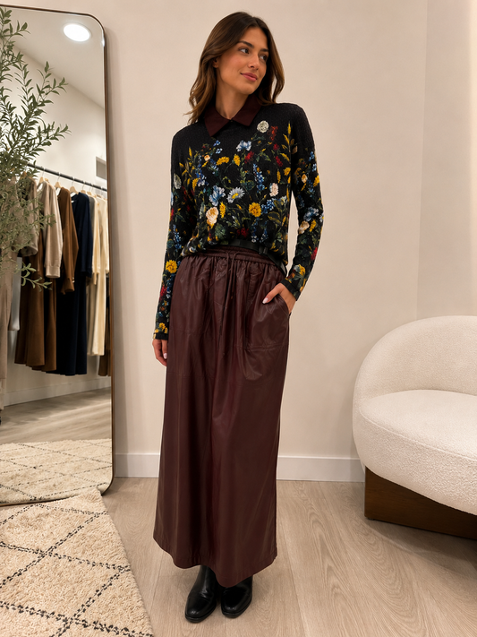 FLORAL CABLE KNIT TOP