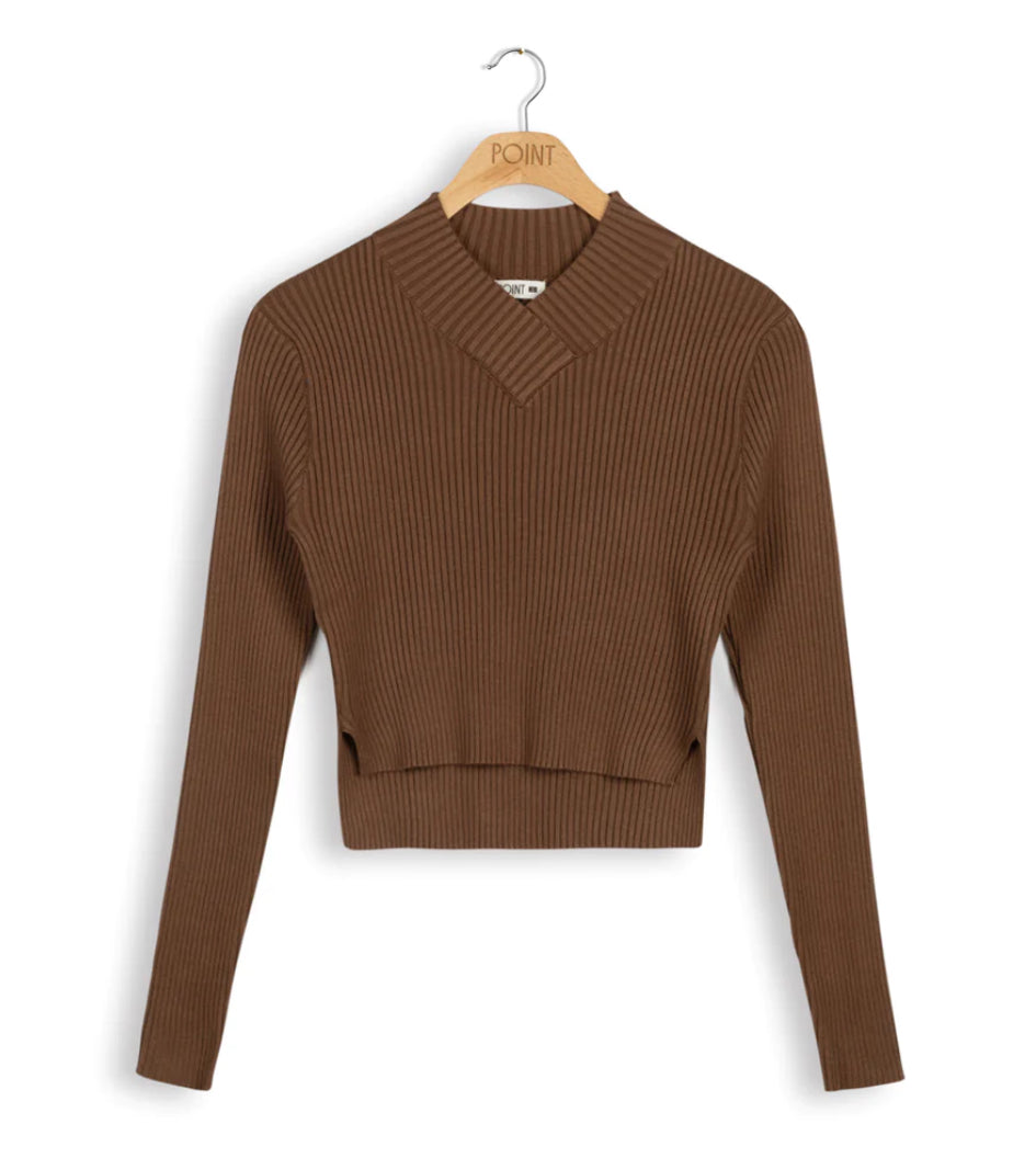 POINT V-NECK CROPPED SWEATER