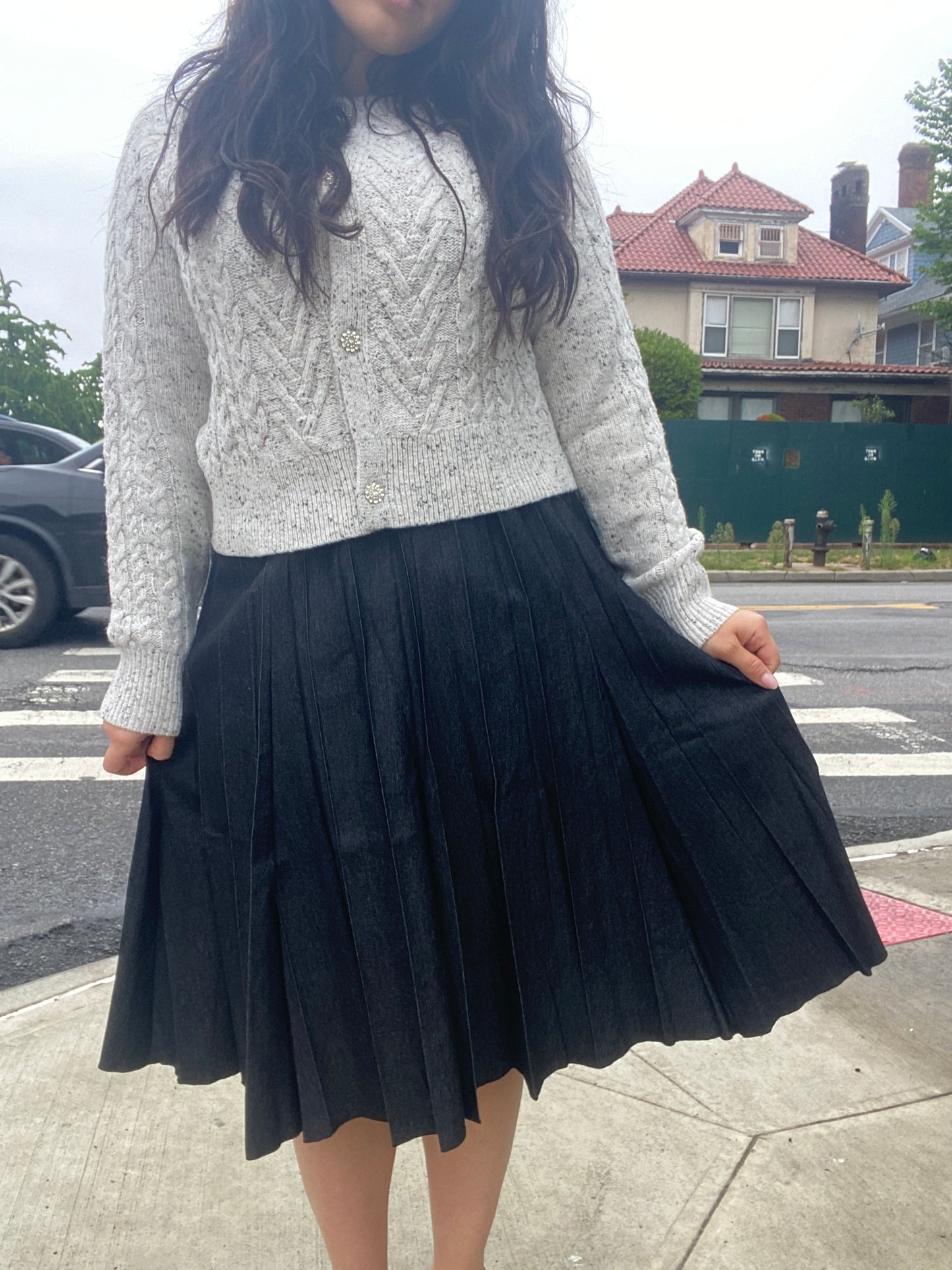 FILLMORE DENIM PLEAT SKIRT