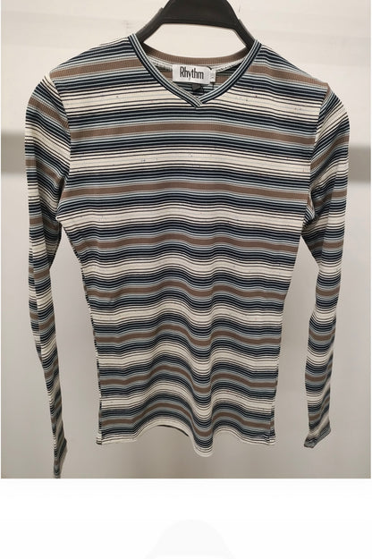 RHYTHM V-NECK STRIPED TEE