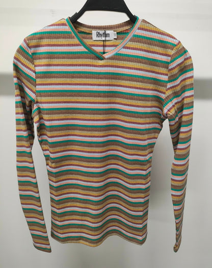RHYTHM V-NECK STRIPED TEE