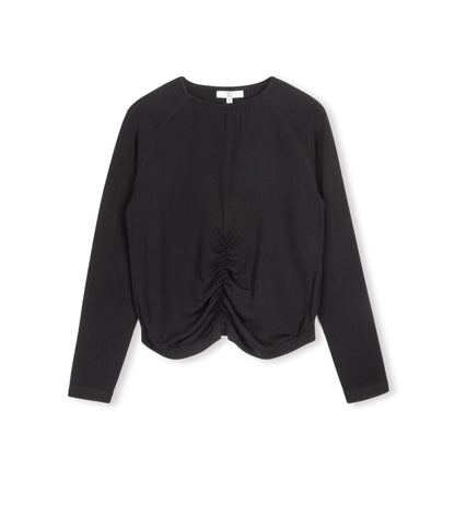 GATHERED NECK KNIT SWEATER