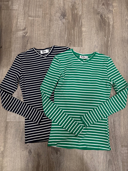 RHYTHM DOUBLE V STRIPED TOP