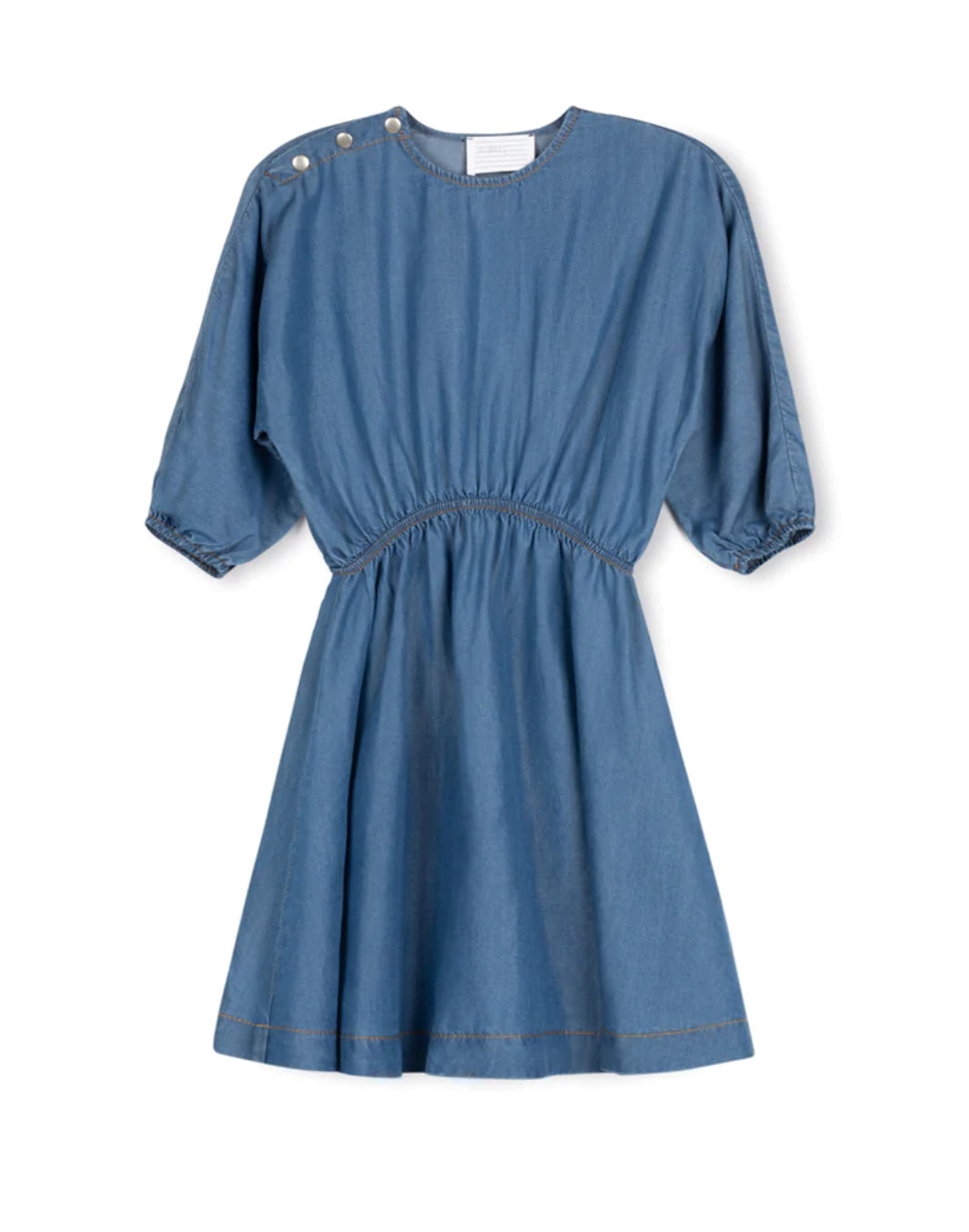 DENIM WAISTED SIDE BUTTON DRESS