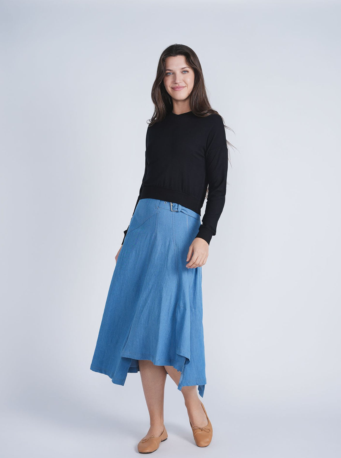 ASYMMETRICAL DENIM SKIRT