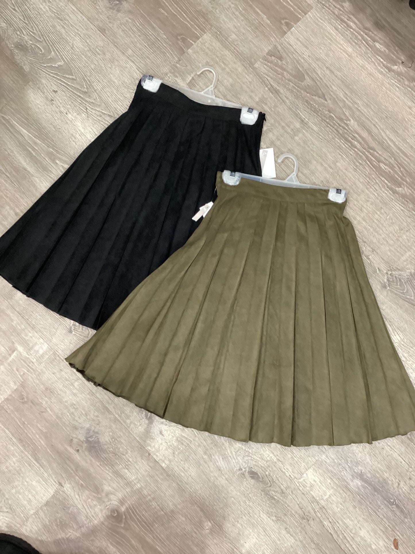 Suede Pleated Skirt