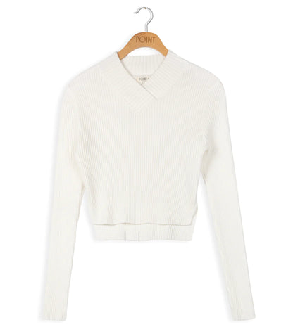 POINT V-NECK CROPPED SWEATER