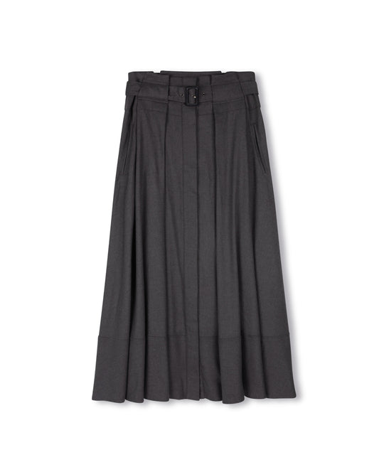 WIDE BELT WOOL SKIRT