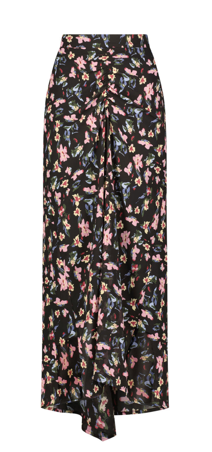 RUCHED FLORAL SKIRT