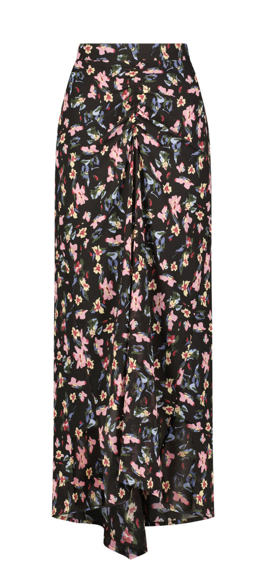 RUCHED FLORAL SKIRT