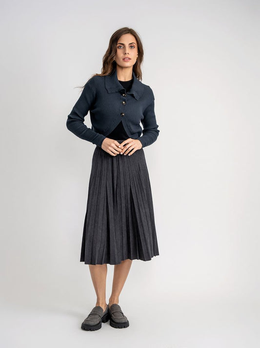 KNIT CARDI WITH COLLAR