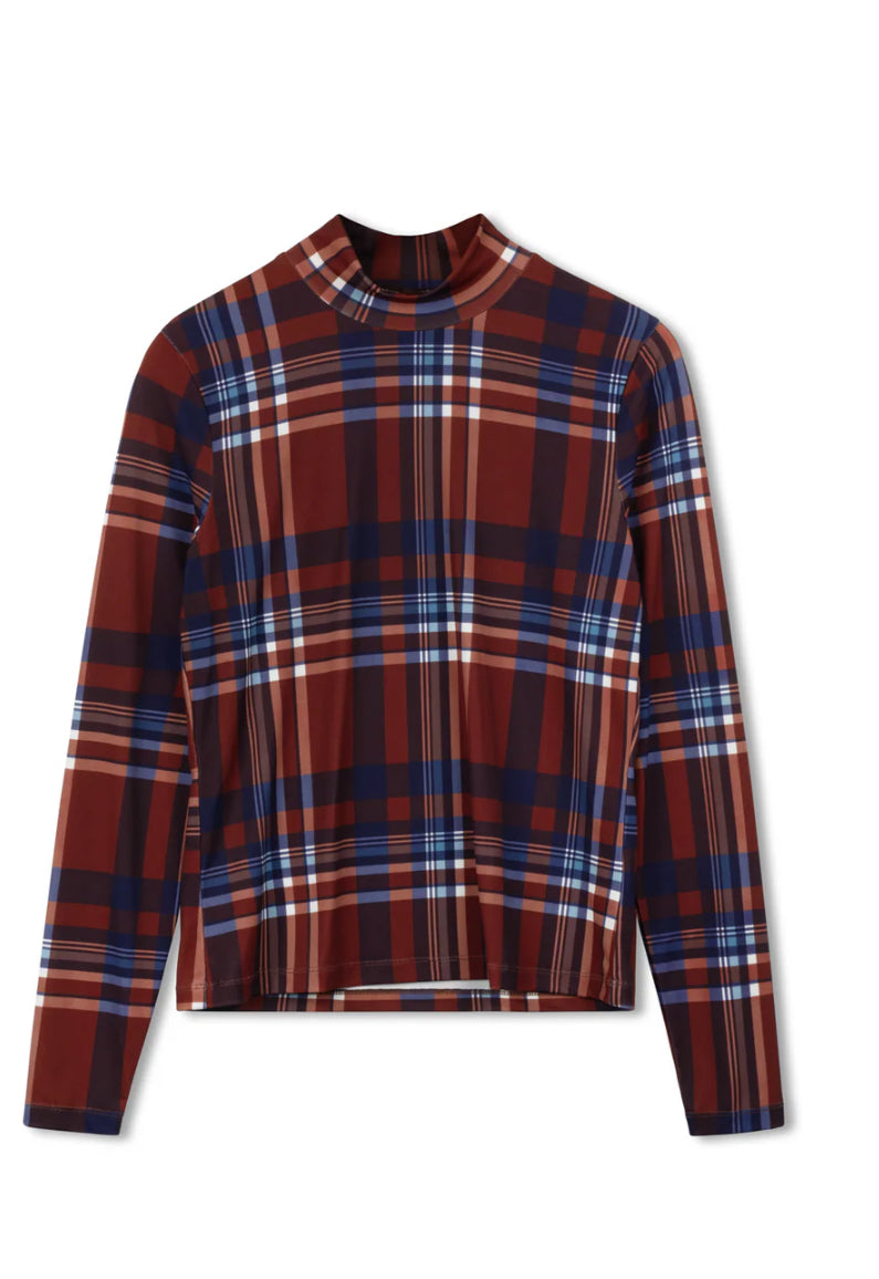 POINT PRINTED MOCK NECK TOP