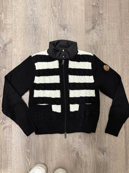 STRIPED PUFFER KNIT CARDIGAN