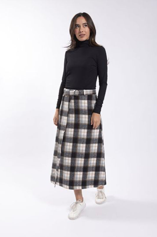 PLAID ALINE MIDI SKIRT