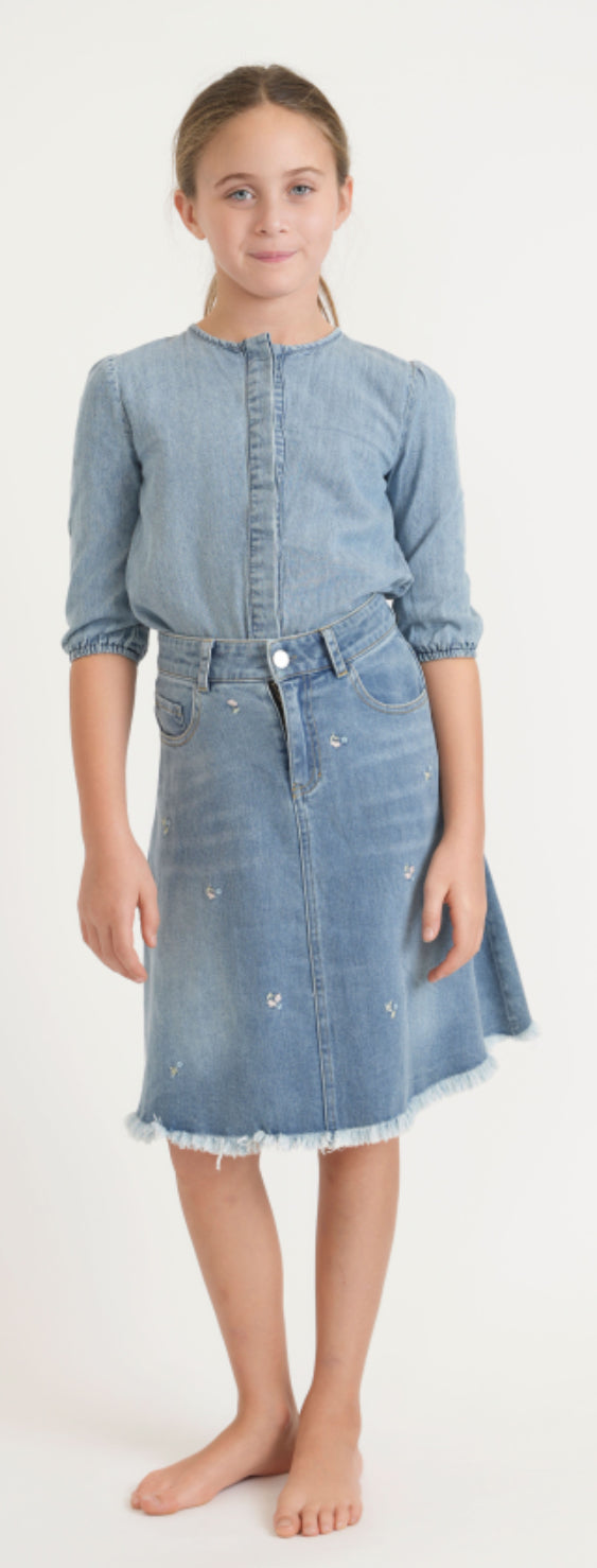 THE FLOWER DENIM SKIRT