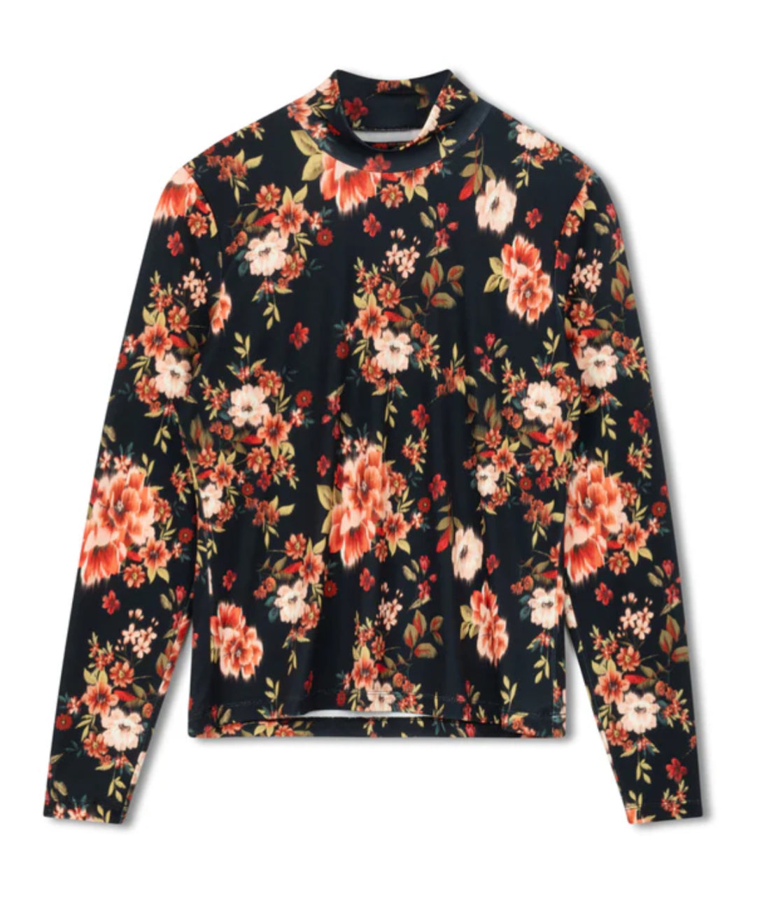 POINT PRINTED MOCK NECK TOP