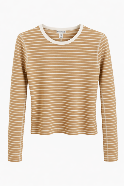 STRIPED SEAMED DETAILED TEE