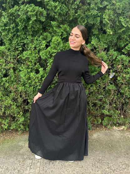 KNIT AND TAFFETA BUBBLE DRESS
