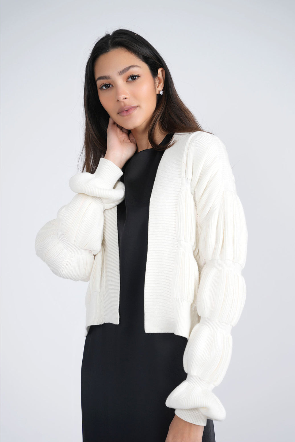 RIBBED OPEN CARDIGAN