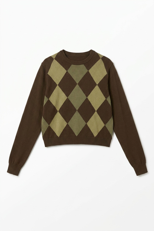 ARGYLE CROPPED SWEATER