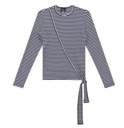 STRIPED WRAP TEE