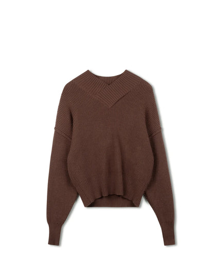 POINT CHUNKY KNIT V-NECK SWEATER