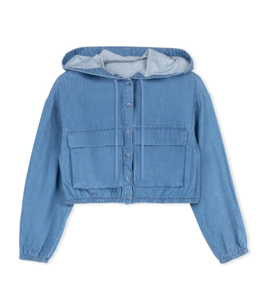 CHAMBRAY CROPPED JACKET