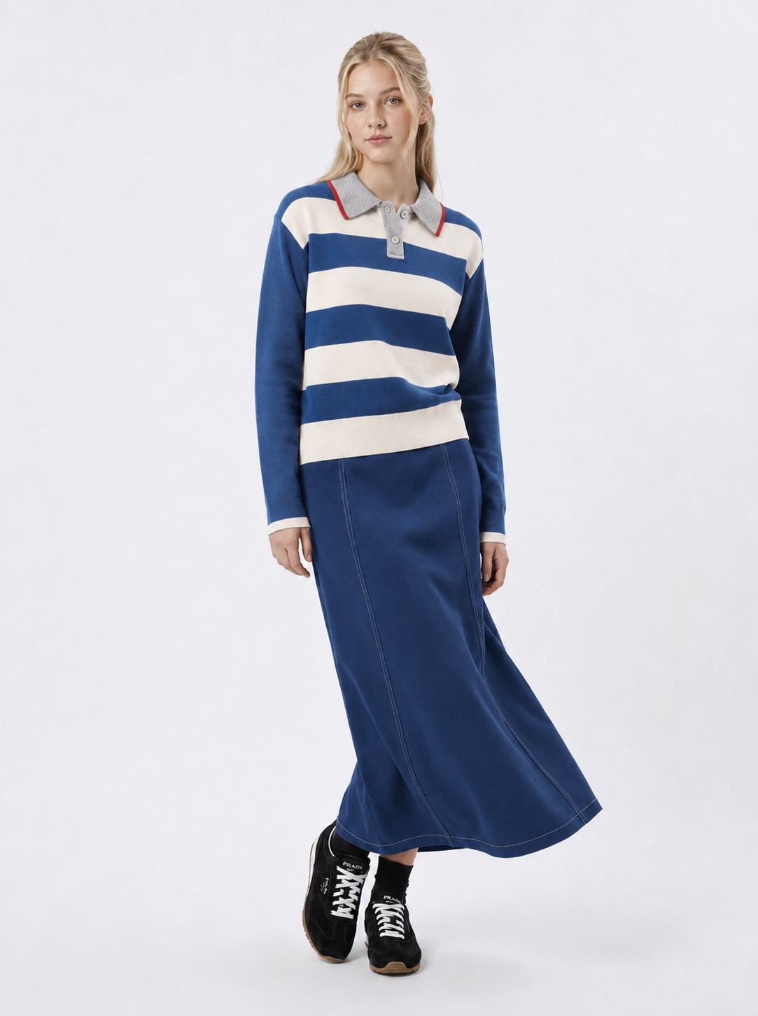 TEEN STRIPE KNIT LOOSE TOP
