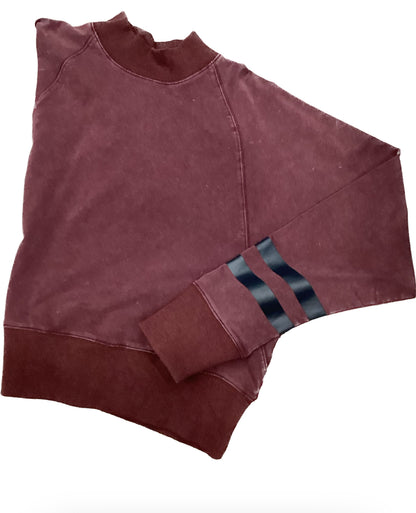 Berry Striped-Sleeve Sweater