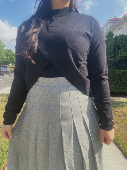 WOOL BOX PLEAT SKIRT