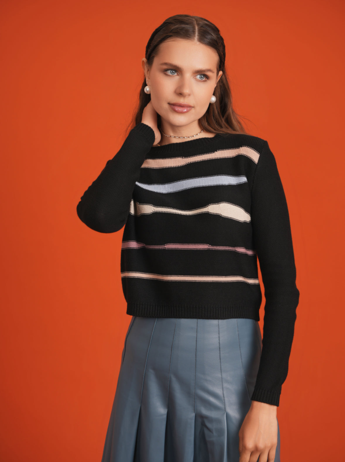 STRIPED CROPPED SWEATER