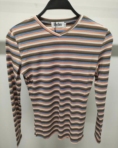 RHYTHM V-NECK STRIPED TEE