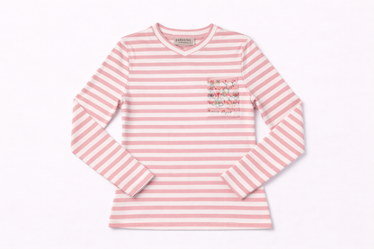 PINK STRIPED POCKET TEE